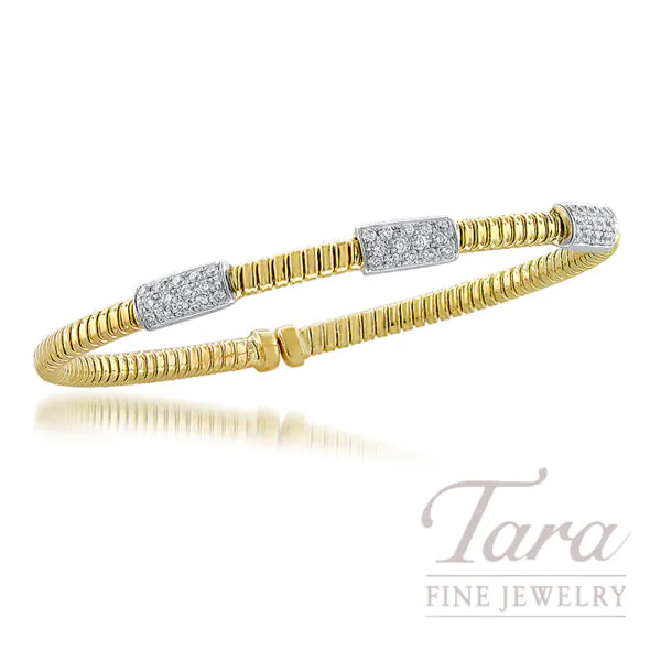 18K White and Yellow Diamond Bangle 0.55TDW