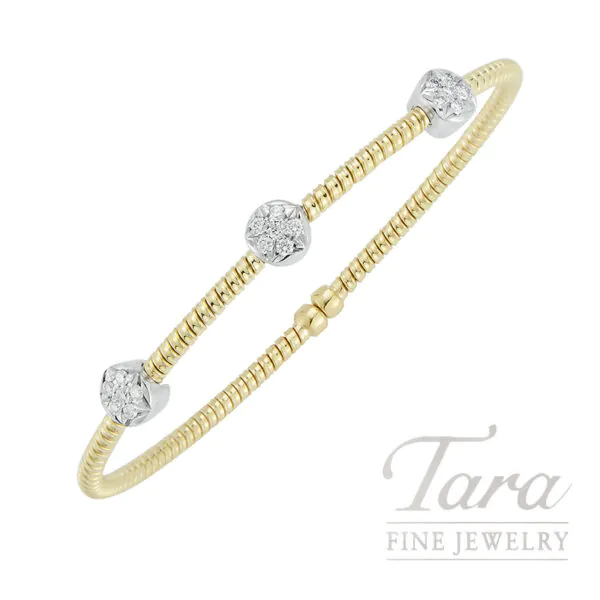 18K White and Yellow Gold Diamond Bangle .30TDW