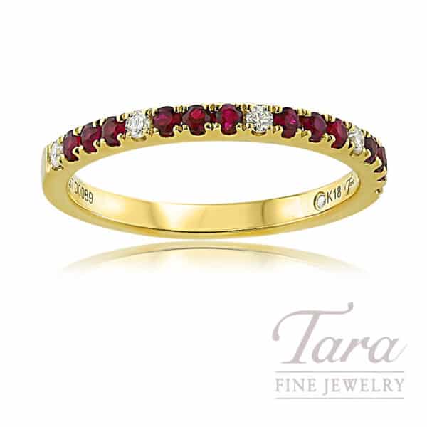 18K Yellow Gold Ruby Diamond Ring 2.16G