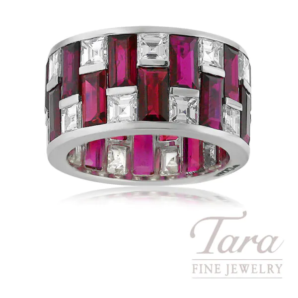Platinum Ruby Diamond Ring 8.93TGW, 3.84TDW