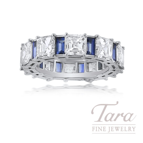 Platinum Blue Sapphire Diamond Band 7.23TDW, 2.49TGW