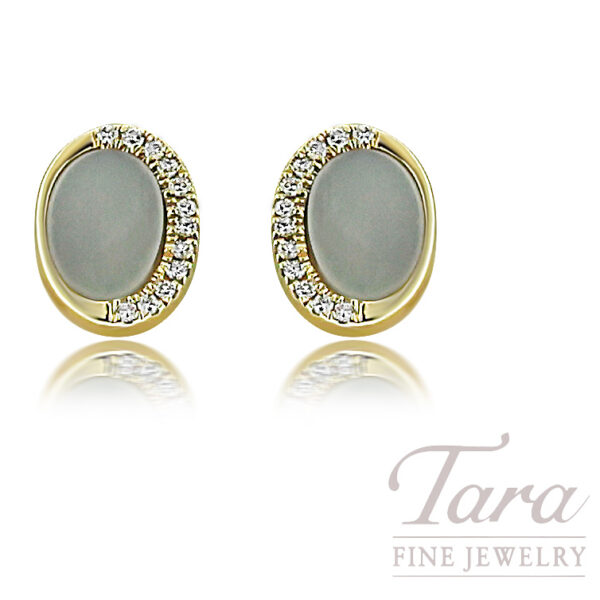 14K Yellow Gold Mother of Pearl Earrings 0.46TGW, 0.05TDW