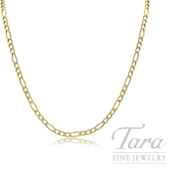 14K Yellow Gold Figaro Chain Necklace 9.6G