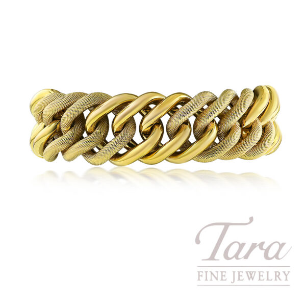 14K Yellow Gold Fancy Link Italian Cabochon Bracelet 45.2G