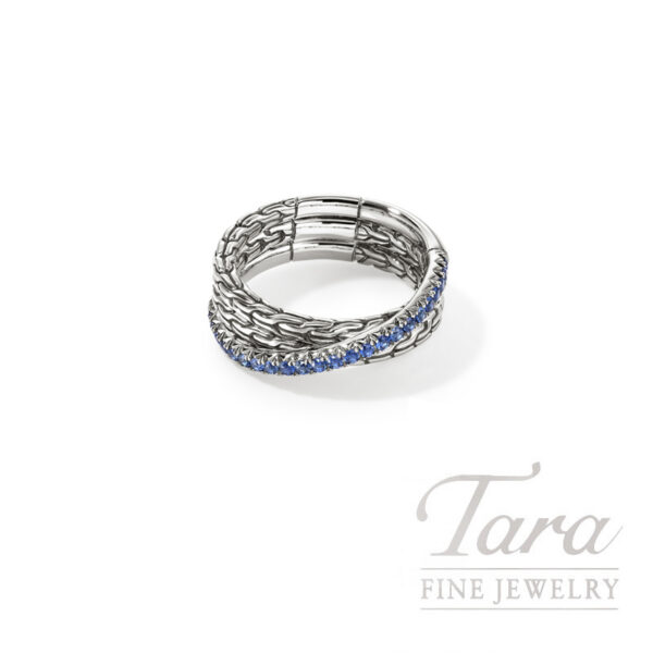 John Hardy Essential Pavé Crossover Ring, Sterling Silver, Gemstones