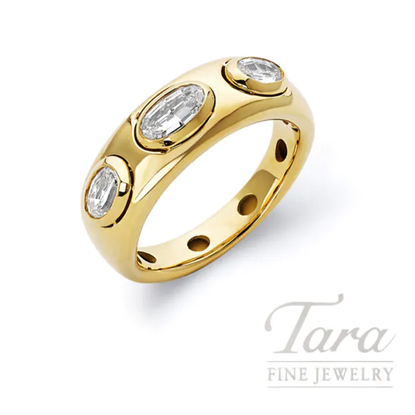 Norman Covan 18K Yellow Gold Moval Cut Diamond Ring 0.93TDW