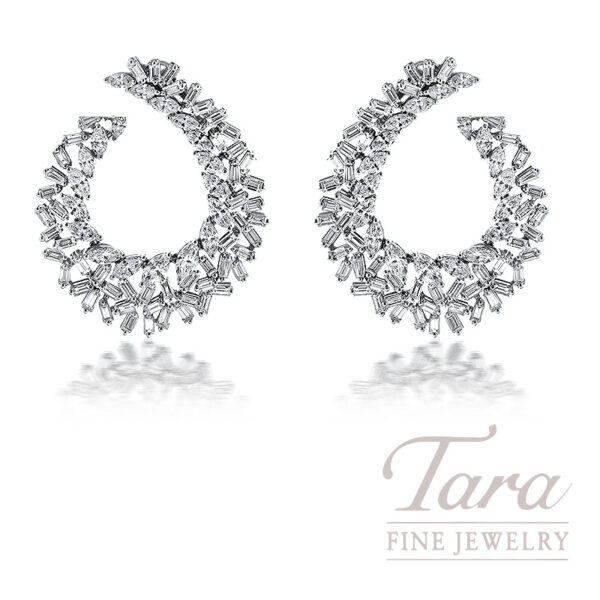 18K White Gold Baguette and Marquise Diamond Earrings 11.35TDW