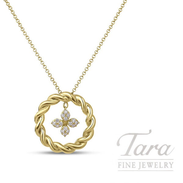 Roberto Coin 18K Yellow Love in Verona Diamond Pendant Necklace 0.13TDW