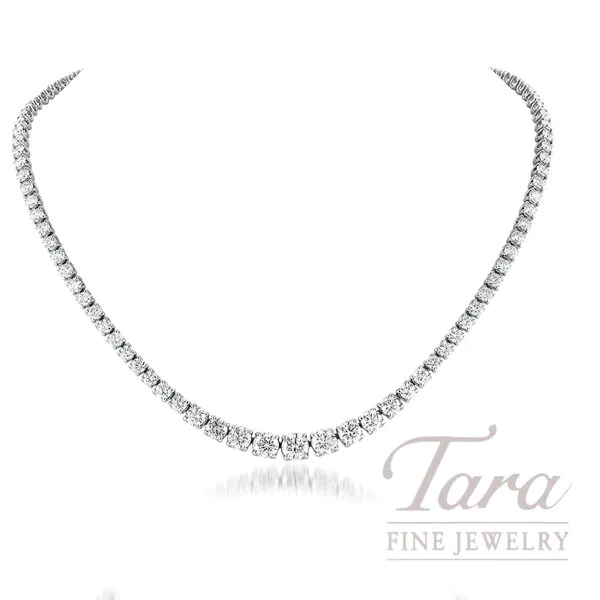 14k White Gold 5.00 TDW Graduated Round Diamond Tennis Necklace
