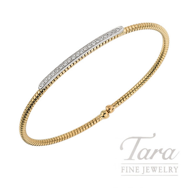 18K Yellow and White Gold Diamond Bangle 0.25TDW