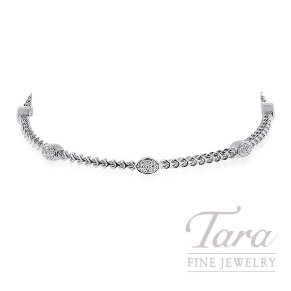 14K White Gold Fancy Link Diamond Bracelet 0.45TDW,13.5G