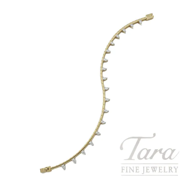 Norman Covan 18K Yellow and White Gold 1.46CT TW Pear Cut Diamond Bracelet