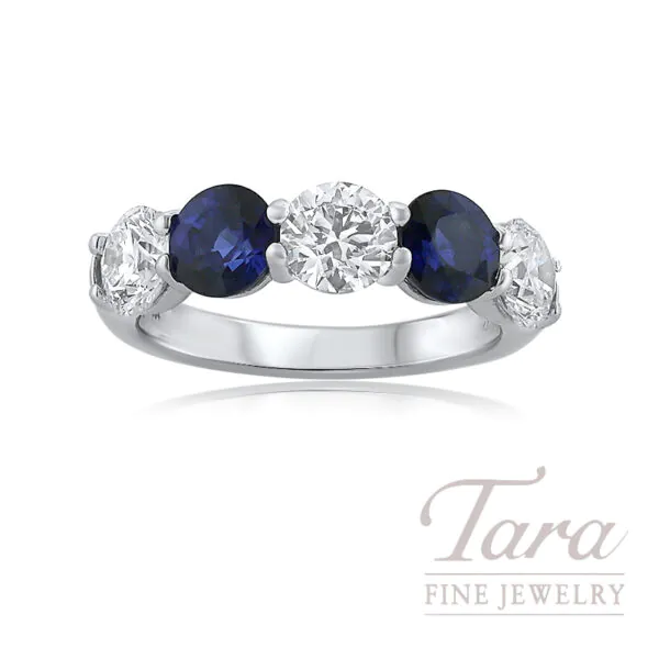 JB Star Platinum Blue Sapphire Diamond Ring 1.70TGW, 1.70TDW