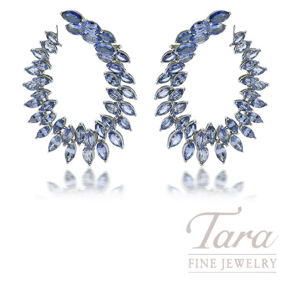 18K White Gold Sapphire Earrings 19.41TGW