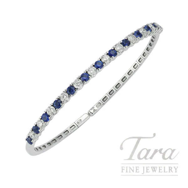 18K White Gold Blue Sapphire and Diamond Bracelet 2.70TDW