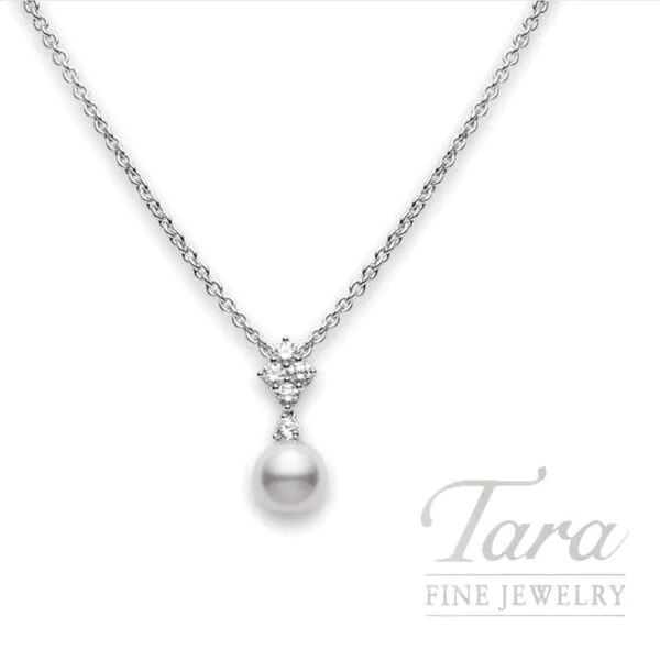 Mikimoto 18k White Gold 10-10.99mm White South Sea Pearl Pendant with 0.35 TDW Diamonds