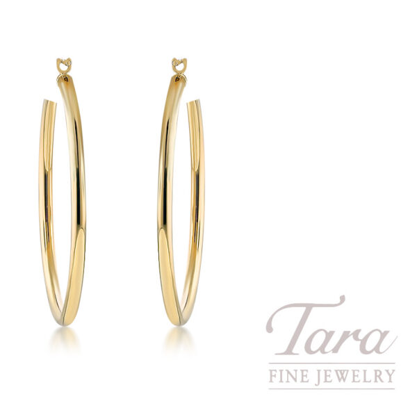 14k Yellow Gold Medium Hoop Earrings, 1.6 Grams