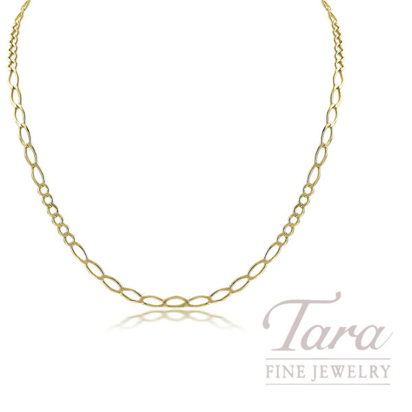10K Yellow Gold 23" Alternating Figaro Link Chain Necklace, 8.3g