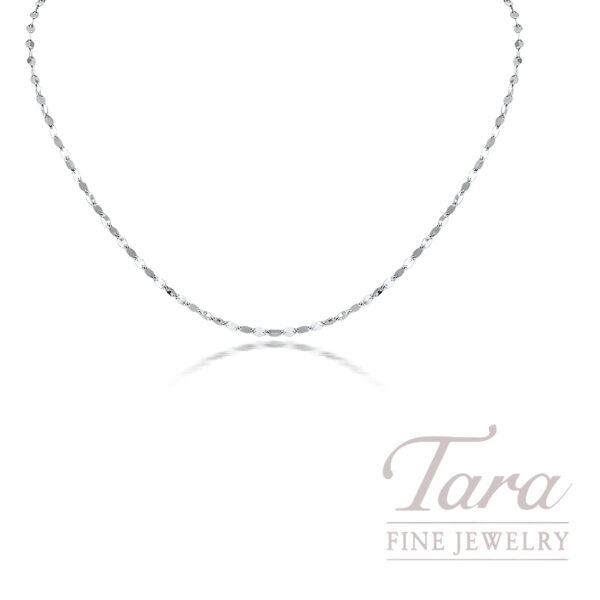 14K White Gold 17" Mirror Link Chain Necklace, 0.9g