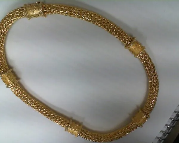 18K Yellow Gold Italian Mesh Choker Necklace 101.1G
