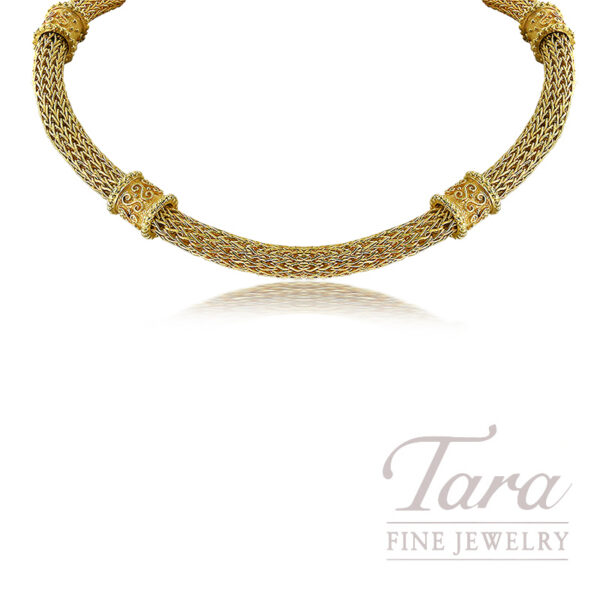 18K Yellow Gold Italian Mesh Choker Necklace 101.1G