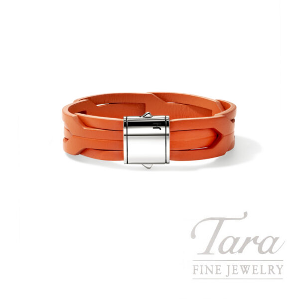 Icon 50 Bracelet, Sterling Silver, Orange Leather
