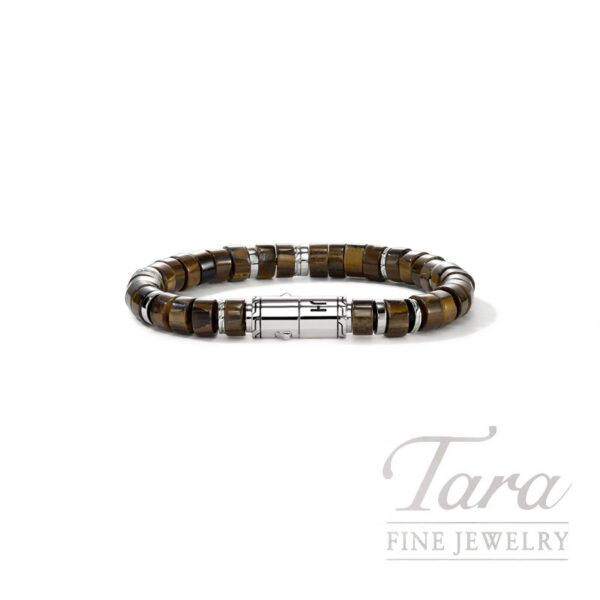 John Hardy 8mm Tiger Eye Heishi Bracelet in Sterling Silver