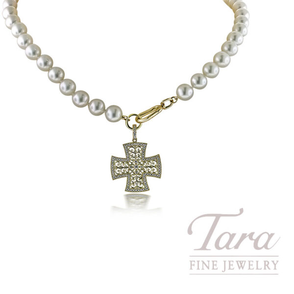 Norman Covan 18K Yellow Gold Diamond Cross Pendant 1.03TDW