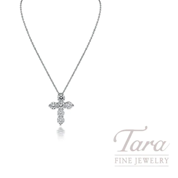 14K White Gold Diamond Cross Pendant Necklace 1.00TDW, 2.4G