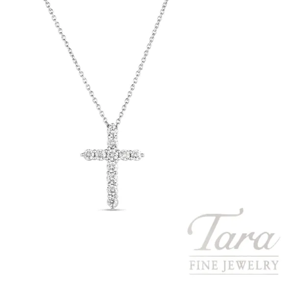 Roberto Coin 18K White Gold Diamond Cross Necklace 0.45TDW