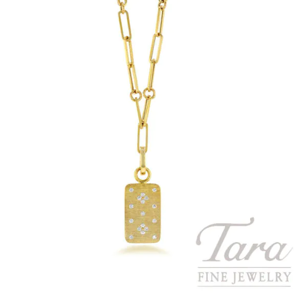 Roberto Coin Venetian Princess 18K Yellow Gold Diamond Dog Tag Necklace, 0.15 TDW