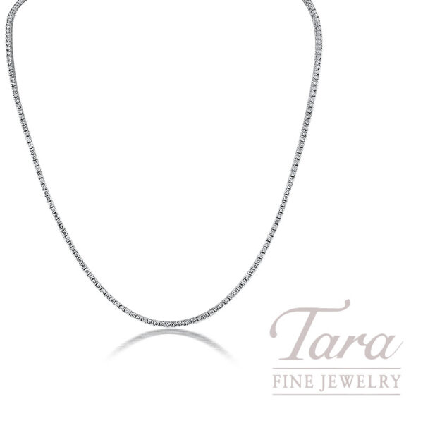 18K White Gold 16" Diamond Tennis Necklace, 3.08 TDW