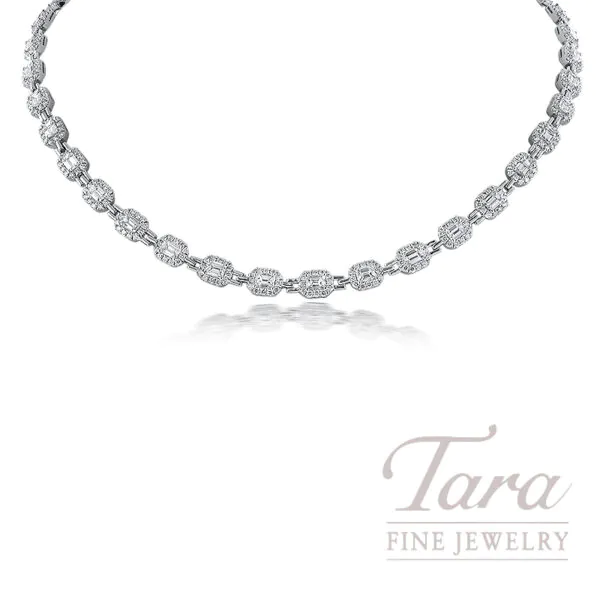 18K White Gold Diamond Necklace 14.13TDW