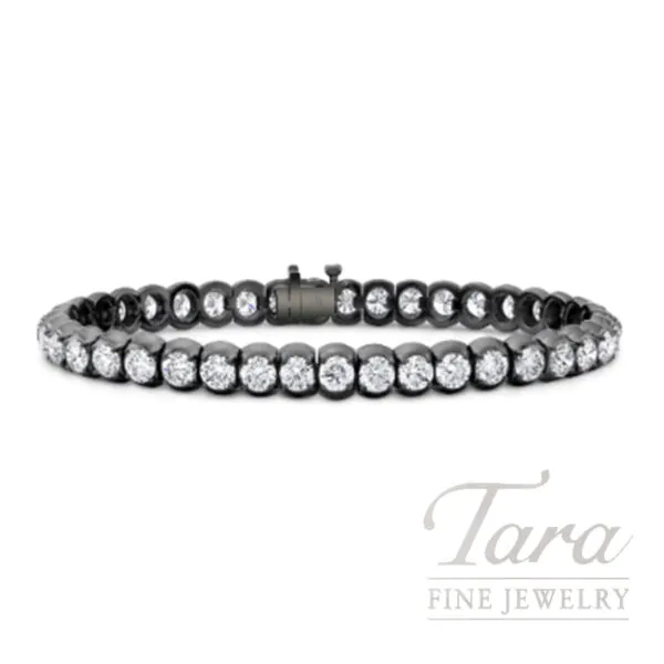 18K White Gold and Black Rhodium Diamond Tennis Bracelet 16.14TDW, 37.2G