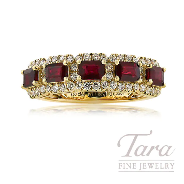 18K Yellow Gold Ruby Diamond Ring 1.33TGW, .40TDW