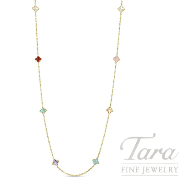 Roberto Coin Venetian Princess Carnival 18K Yellow Gold 35-Inch Multi-Gemstone Station Necklace