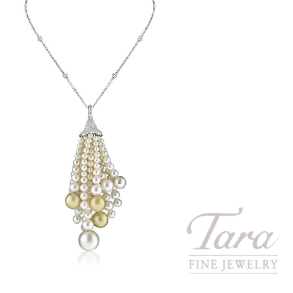 Norman Covan Pearl Diamond Pendant with Diamond Bale .80TDW