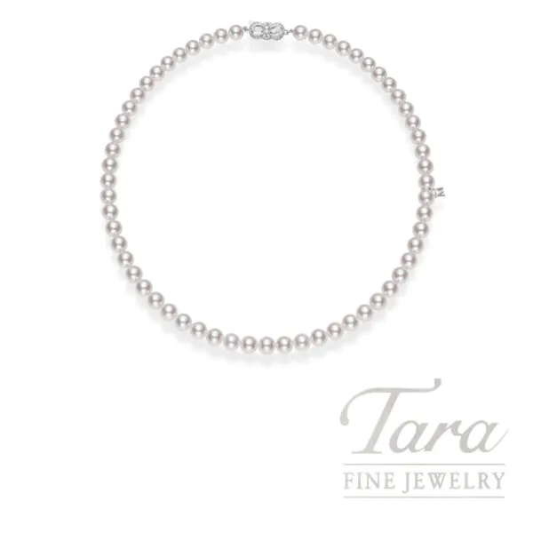 Mikimoto 18" Pearl Strand Necklace 18K White Gold Clasp  (A+) Pearls