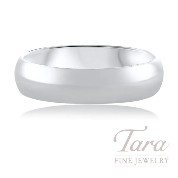14K White Gold Men's Wedding Band, Comfort Fit