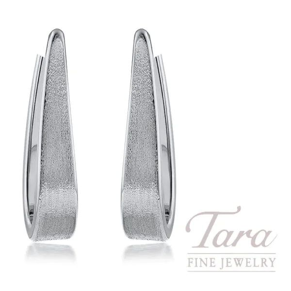 14K White Gold Elongated Hoop Earrings 10.5G