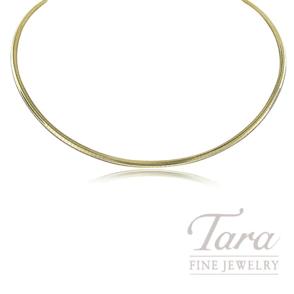 14K Yellow Gold Omega Necklace, 16"