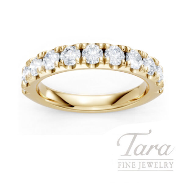 18K White Gold Prong-Set Diamond Band with 11 Round Diamonds 1.00 TDW