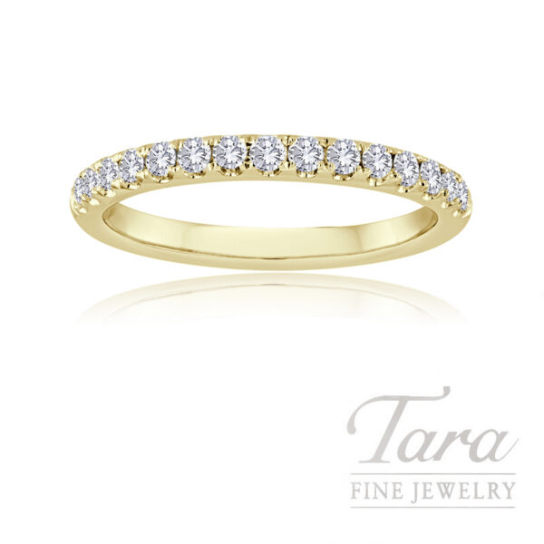 18K Yellow Gold Pavé Diamond Band with 12 Round Diamonds 0.75 TDW