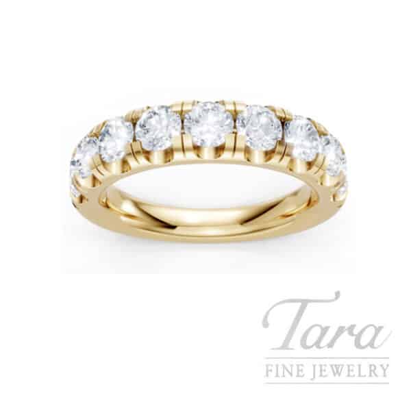 18K Yellow Gold Diamond Band, 10 Round Diamonds, 1.50 TDW