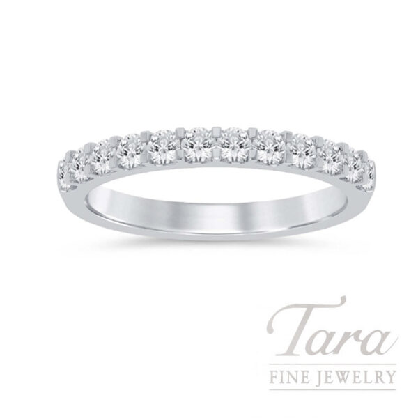 18K White Gold Diamond Band with 12 Round Diamonds & Hidden Diamond | 0.25 TDW