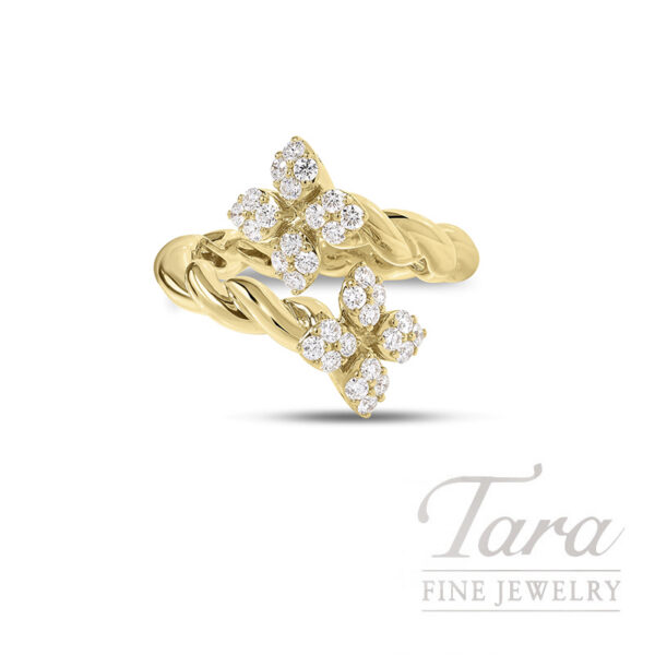 Roberto Coin Love in Verona 18K Yellow Gold Diamond Bypass Ring 0.28 CTW