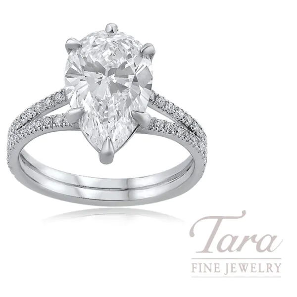 14K White Gold Diamond Engagement Ring Setting, 0.28TDW