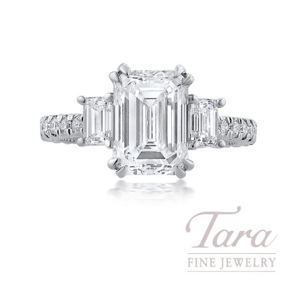 Verragio 18K White Gold Emerald Cut Diamond Engagement Ring Setting