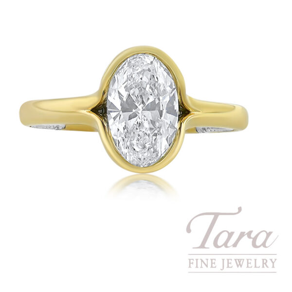 Verragio 18K White and Yellow Gold Bezel Oval  Cut Diamond Engagement Ring Setting