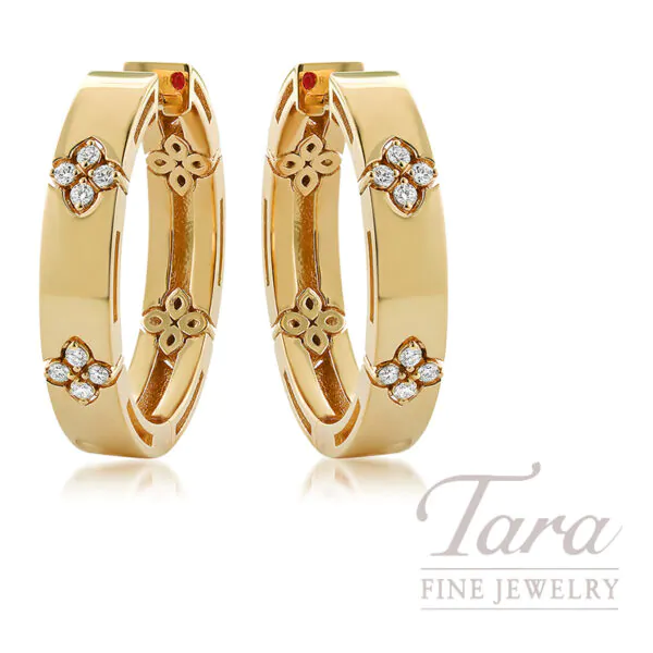 Roberto Coin 18K Rose Gold "Love in Verona" Diamond Hoop Earrings, 0.12TDW